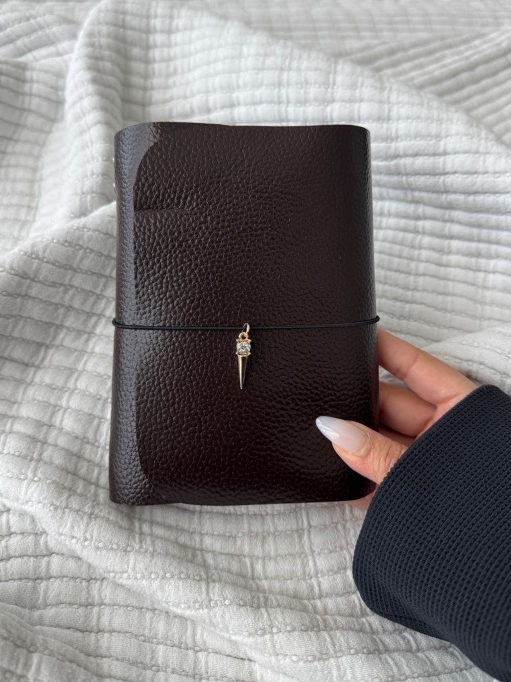Brown Leather Journal Cover with Charms A6